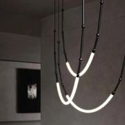 Дизайнерський LED-світильник "LEDA" на 3 підвіси (MBJ1-950*2000-3 BK, Чорний)