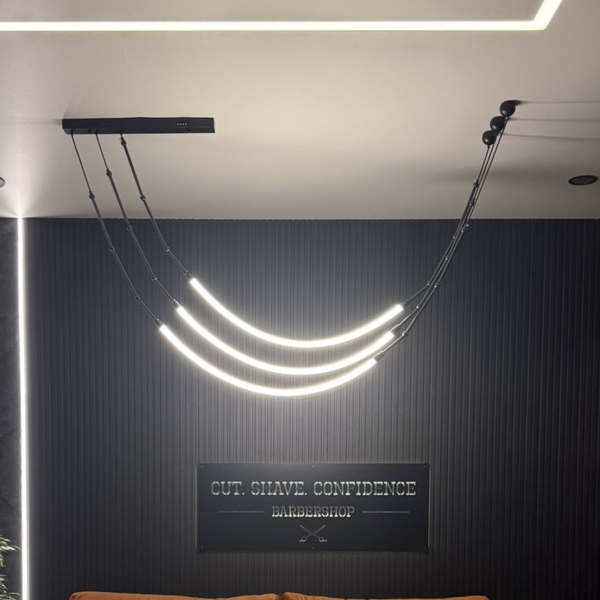 Дизайнерський LED-світильник "LEDA" на 3 підвіси (MBJ1-950*2000-3 BK, Чорний)