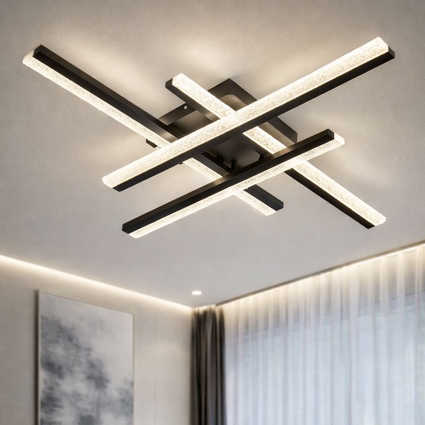 Стельова світлодіодна Led люстра до 15м² чорна геометрия 60 Wt (MX3087/4BK)