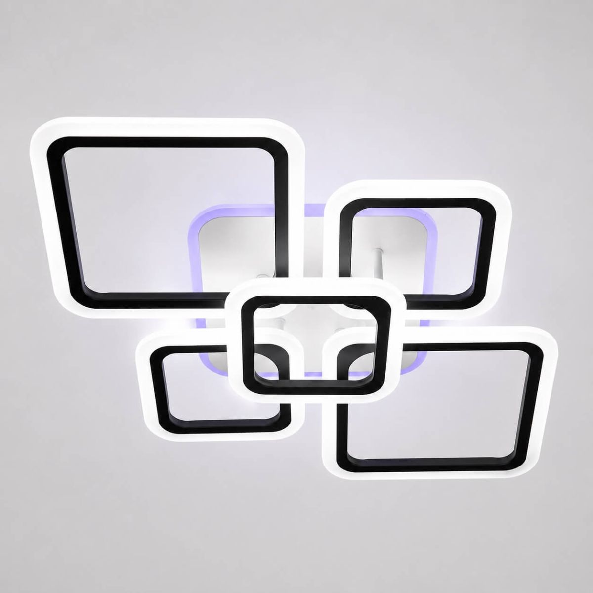 Світлодіодна Led люстра до 18м² з RGB підсвічуванням та пультом (1140/2+3 Bk)