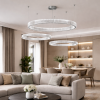 Каскадна кришталева LED люстра на 3 кільця 110 Wt для великої кімнати до 35м² "Triple Chrome Rings" (510578/30+50+70CH)