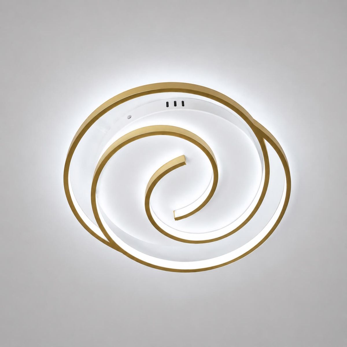 Світлодіодна LED люстра 75W Monica для вітальні та спальні з пльтом (золото+білий) AL6116ARD