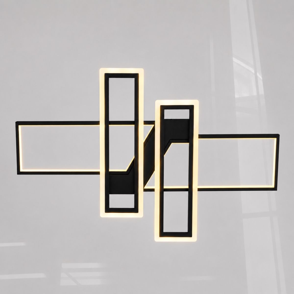 Світлодіодна Led люстра 144Wt до 25м² прямокутна форма чорна (Geometric Quad Black 1185/2+2 Bk)