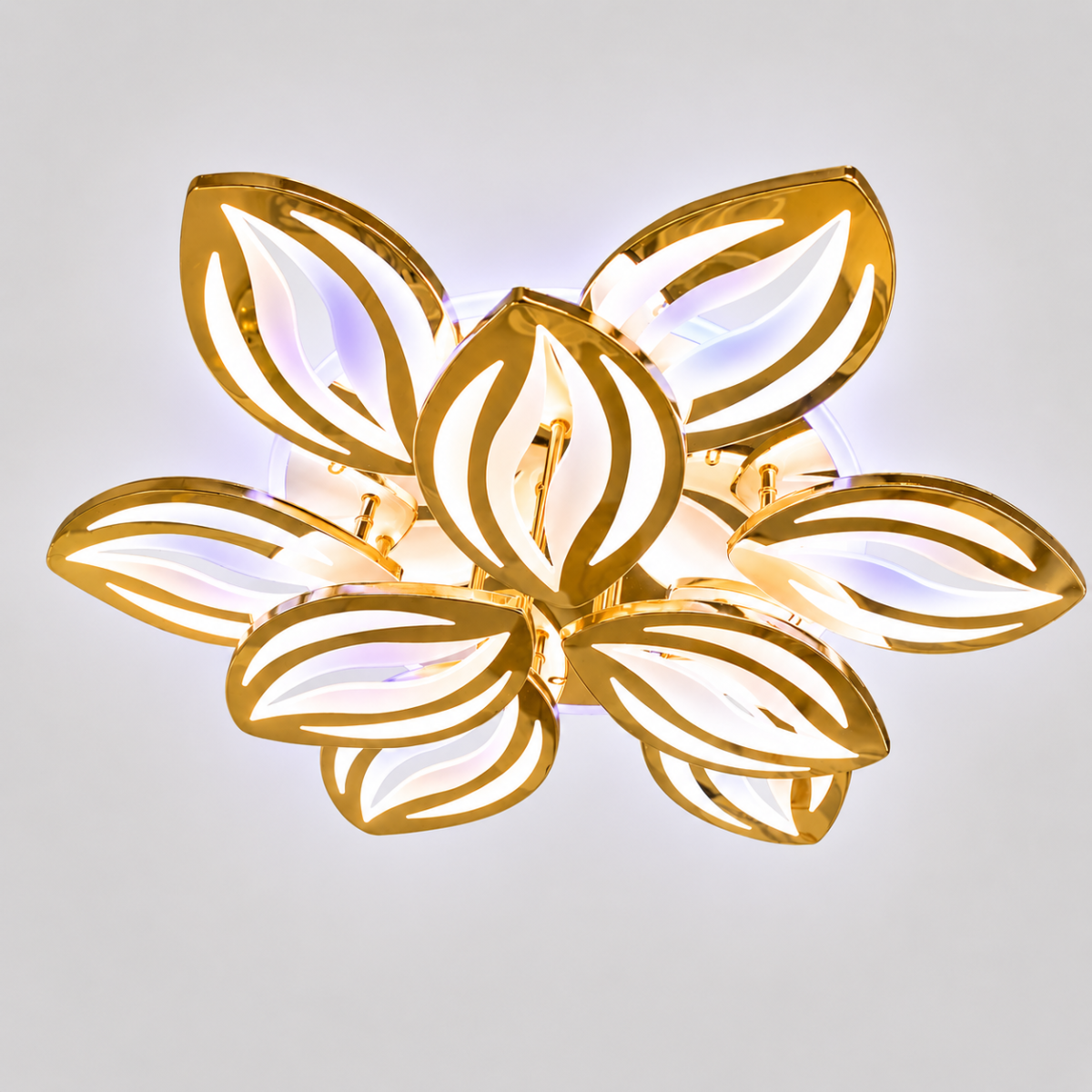 Світлодіодна LED люстра  до 30 м² з димером165W зототом корпусі (8092/6+3G LED 3color)