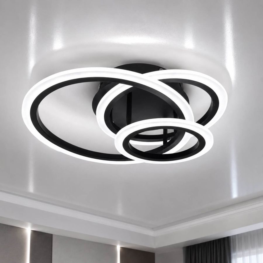 Світлодіодна стельова Led люстра до 18м² у чорному кольорі MOODY (A3012-500 BK)