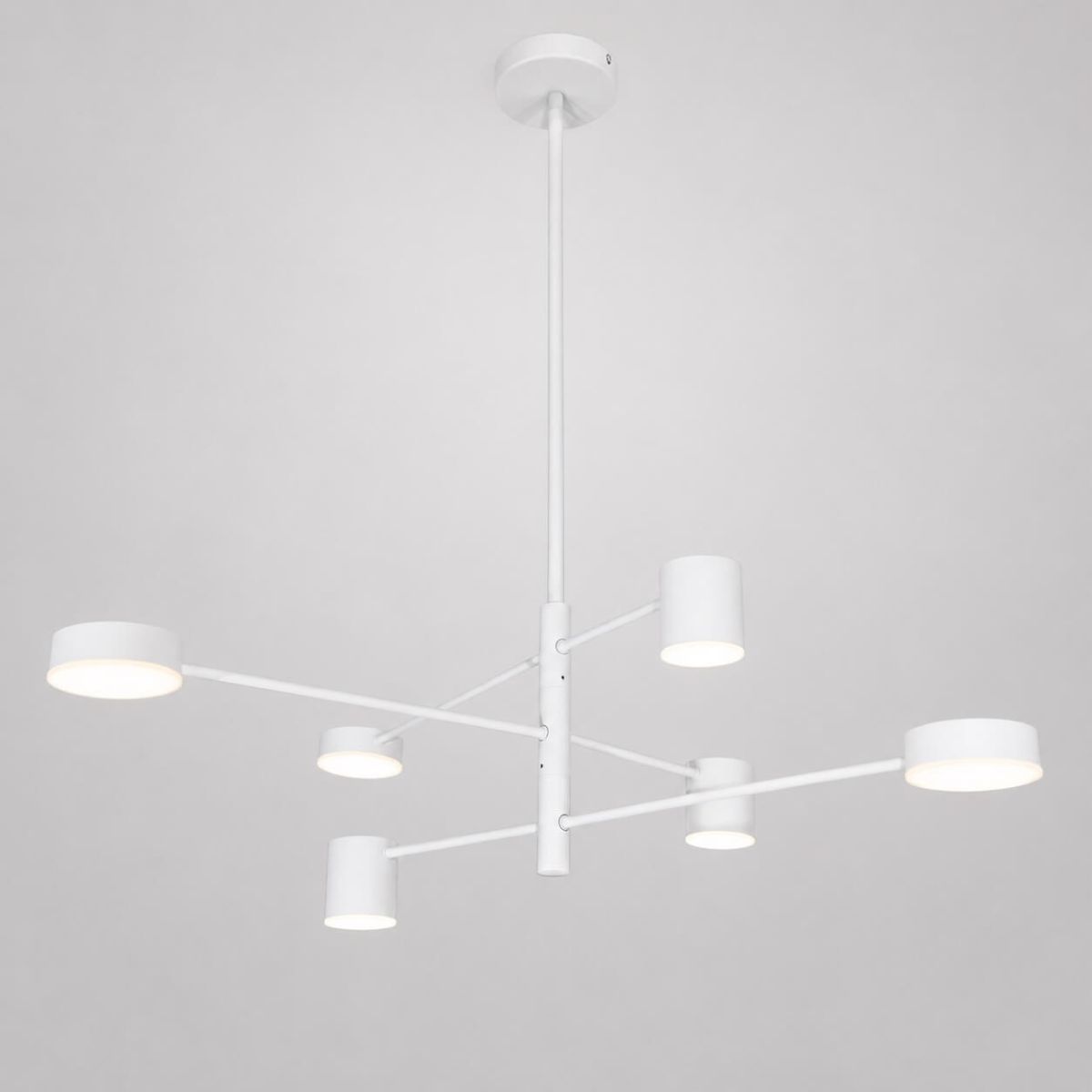 Сучасна біла Led люстра 90W до 18 м² на 6 Led плафонів (D302-6WH)