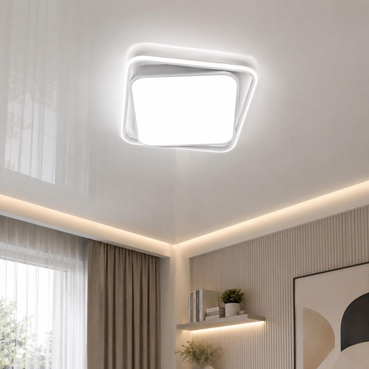 Світлодіодна стельова люстра 140 Wt квадратної форми до 25м² Simple Forms (8810-500S WH, 140W)