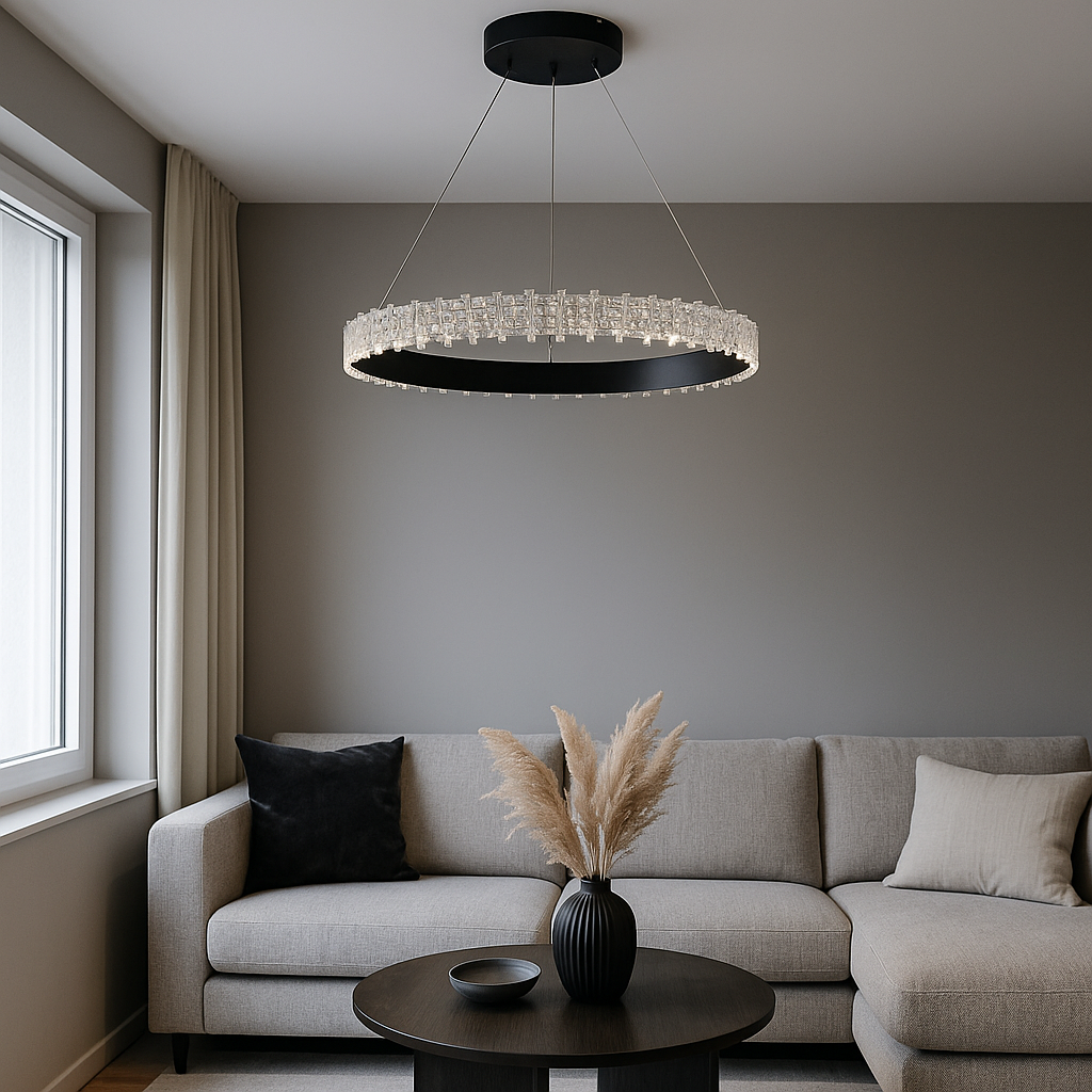 Підвісна LED люстра "Одинарне кільце" до 10 м² у чорному корпусі, 35W (WG5129/60BK)