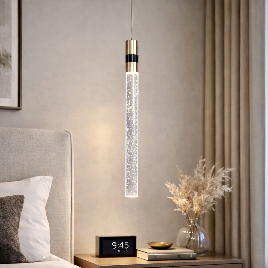 Ультратонкий LED підвіс з ефектом бульбашок "Crystal Slim Bubble Gold", 4W (J2539-1G)