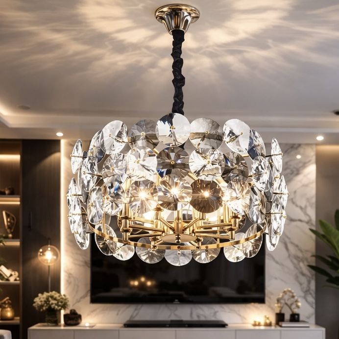 Підвісна кришталева люстра 60 см під лампу Е14 (Art-Deco Shimmer 7191/600)