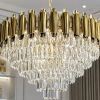 Велика кришталева люстра на 18 ламп із патроном E14 у золоті діаметр 80 см Golden Cascade Grand