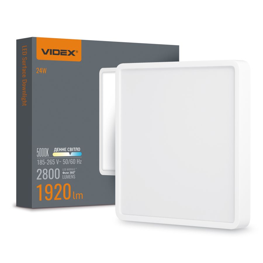 Квадратний накладний LED-світильник 24W 5000K VIDEX (Білий)