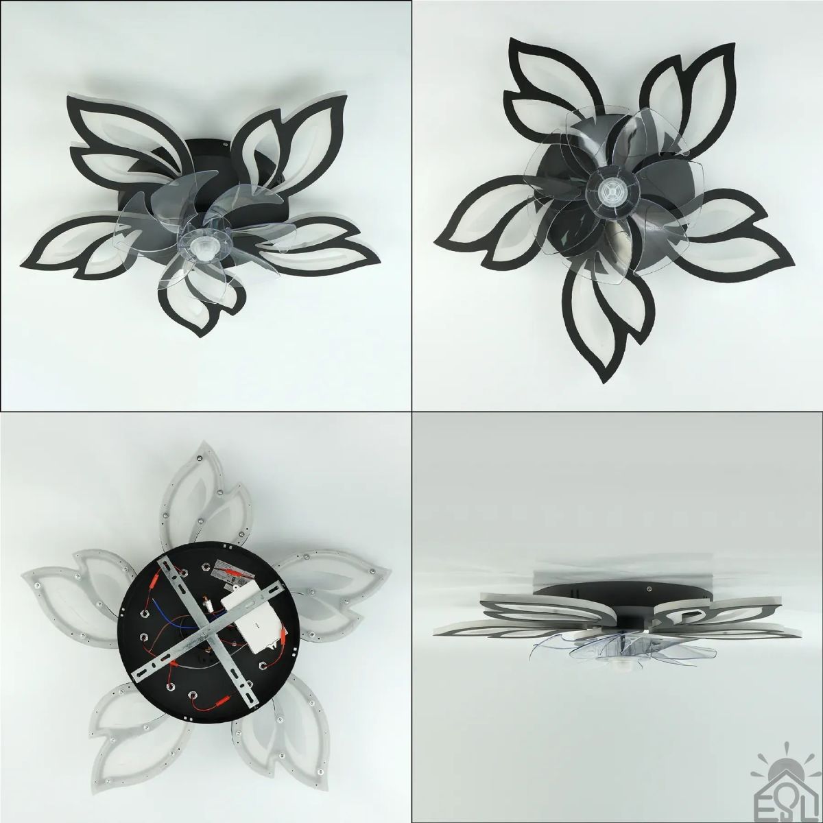 Люстра вентилятор Led 110Wt черная  до 18 м² (FAN ASTRA 85W+18W 5F)