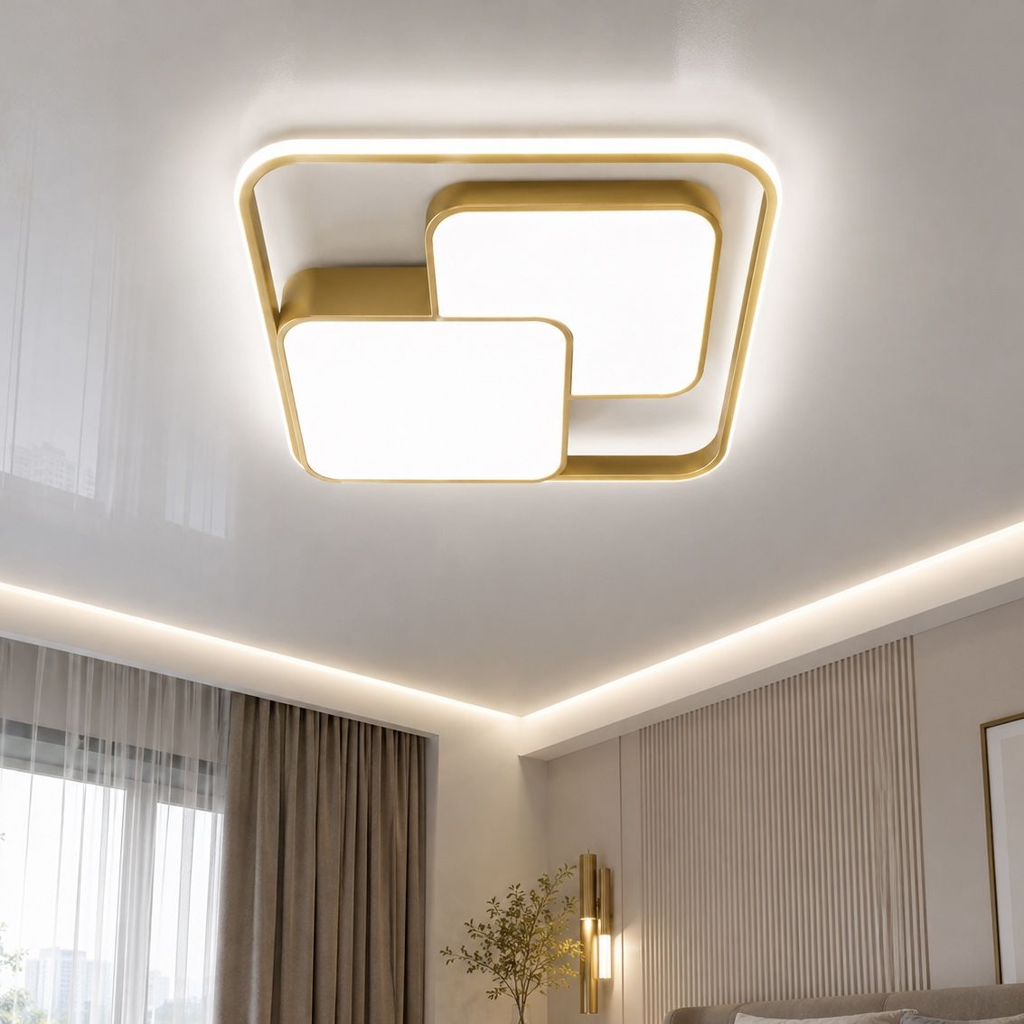 Світлодіодна стельова Led люстра 140Wt у золотому корпусі до 25м² Simple Forms (8811-500 GD)