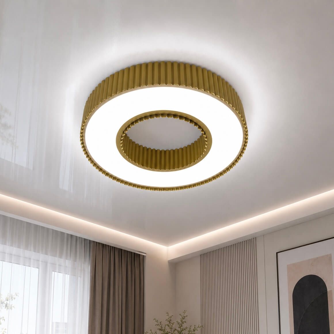 Сучасна Led люстра до 25м² у золотому корпусі 120 Wt Corruga  (9017-500 GD)