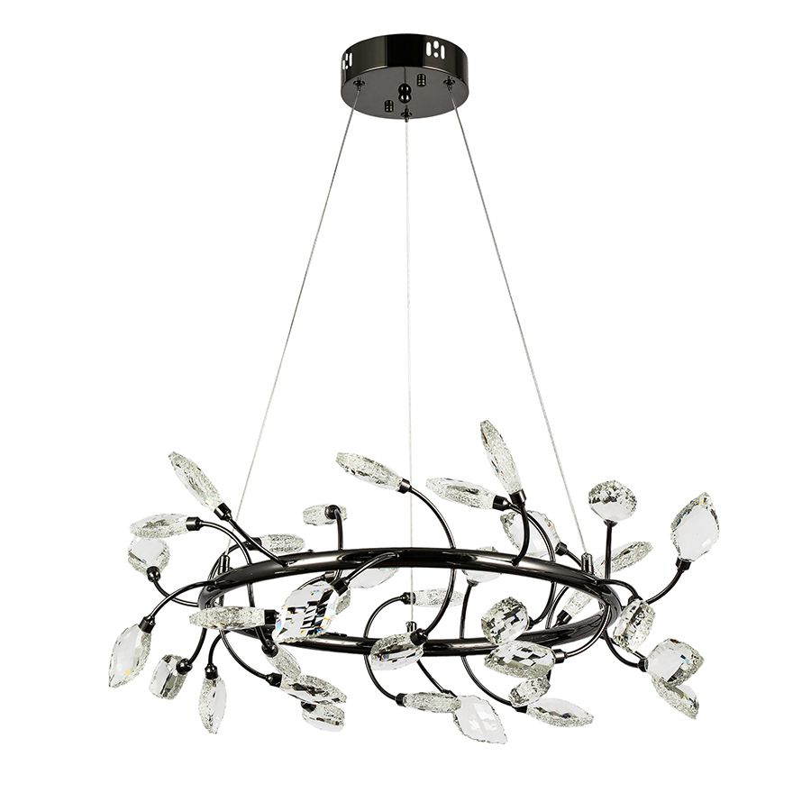 Люстра підвісна LED 70 см, колір Чорний, акрилові пелюстки «Fiore Nero» (7989300-36 led (600) PLBK)