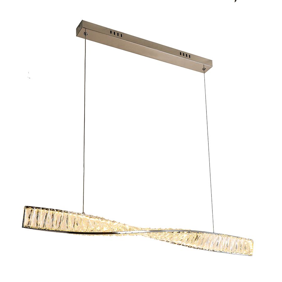 Кришталева Led люстра  довжина 100 см, з пультом у сріблі Cristallo Linea (799L8869 (1000) CH)