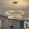 Елітна підвісна LED люстра Double Crystal Ring Gold  80+60 см (P625/800+600GD)