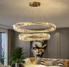 Елітна підвісна LED люстра Double Crystal Ring Gold  80+60 см (P625/800+600GD)