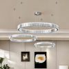 Каскадна кришталева LED люстра на 3 кільця 110 Wt для великої кімнати до 35м² "Triple Chrome Rings" (510578/30+50+70CH)
