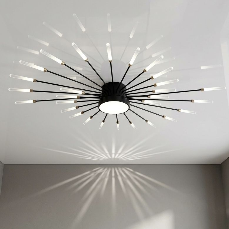 Стельова LED люстра Супутник 28 променів 105 см чорний корпус (6472/28BK)
