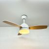 Люстра-вентилятор LED 66 Вт до 18м² білий корпус з дерев'яними лопатями з пультом (LUMINARIA FAN WOOD R)