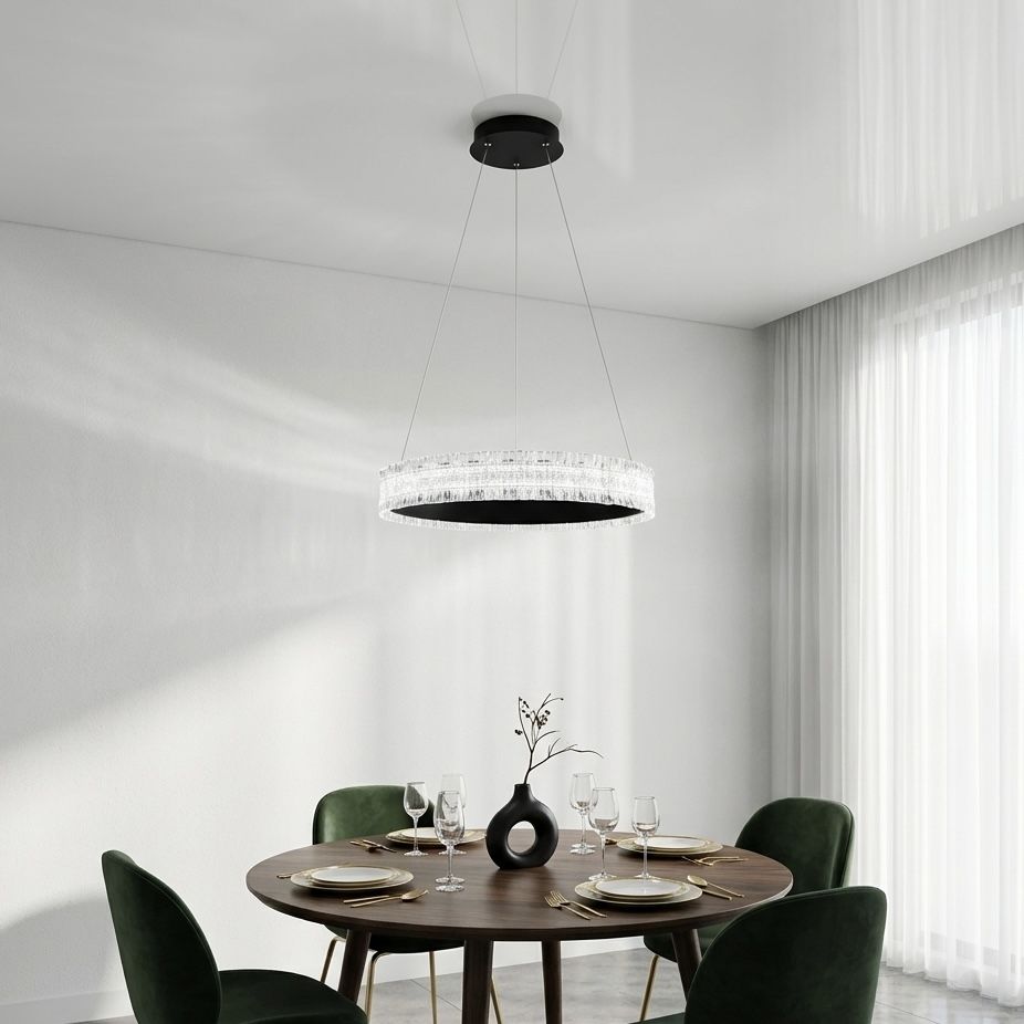 Підвісна Led люстра чорне кільце 48 см до 20 м² ERIKA 65W R485 BLACK (з пультом)