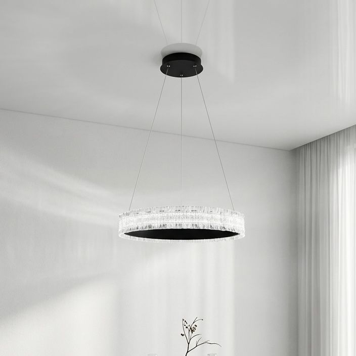 Підвісна Led люстра чорне кільце 48 см до 20 м² ERIKA 65W R485 BLACK (з пультом)
