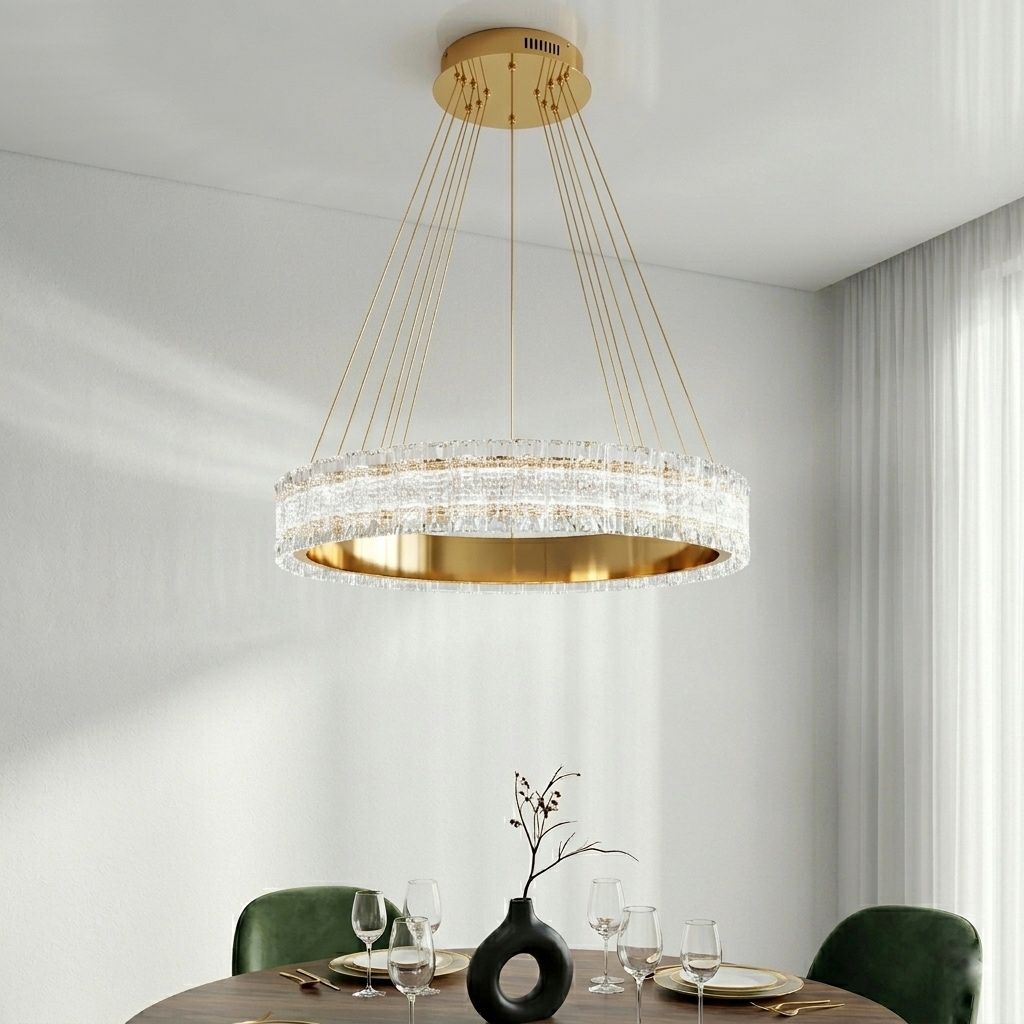 Підвісна Led люстра  48 см золотого кольору до 20 м² ERIKA 65W R485 GOLD (з пультом)