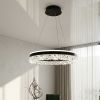 Підвісна LED люстра кільце з кришталевим плафоном 70 Вт чорний корпус (MD230327BK)