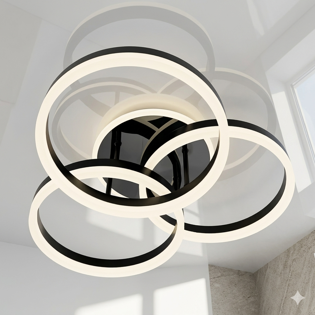 Чорна Led люстра до 18 м² з пультом 90 Wt чорний онікс  Black Quadrant (5217-30*3 Wh)