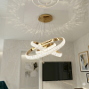 Підвісна LED люстра Cartier до 30 м² три кришталеві кільця 270 Вт золото (9800/40+60+80GD)