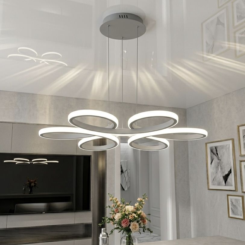 Підвісна LED люстра 50 см до 18 м², білий корпус, 104W з пультом (Sirius LCD3061 WT)