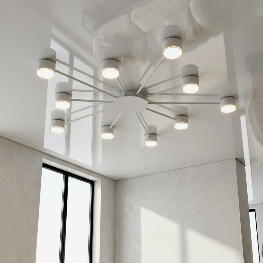 Дизайнерська біла люстра на 10 ламп до 30м² LUMINARIA RAY SLIM WHITE