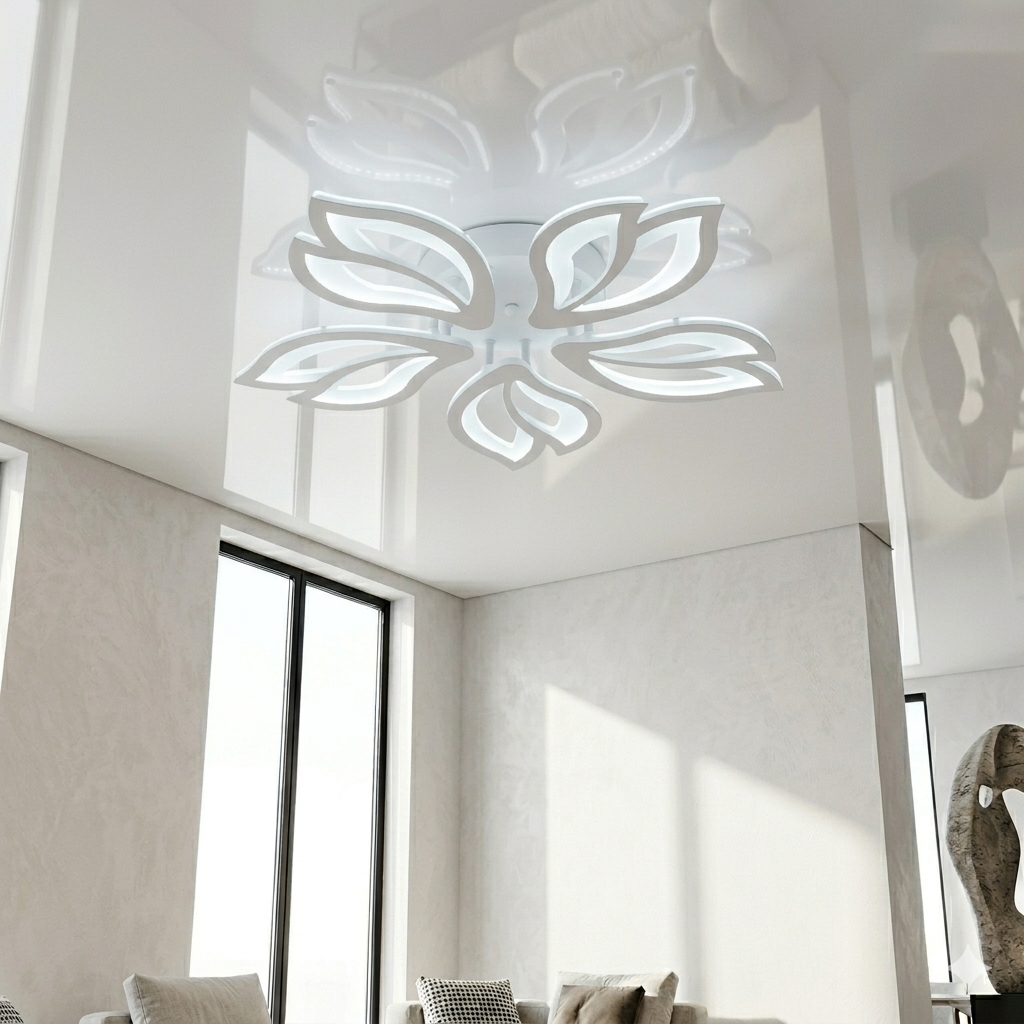 Біла Led люстра до 18м² форма квітки ASTRA 80W 5F WHITE