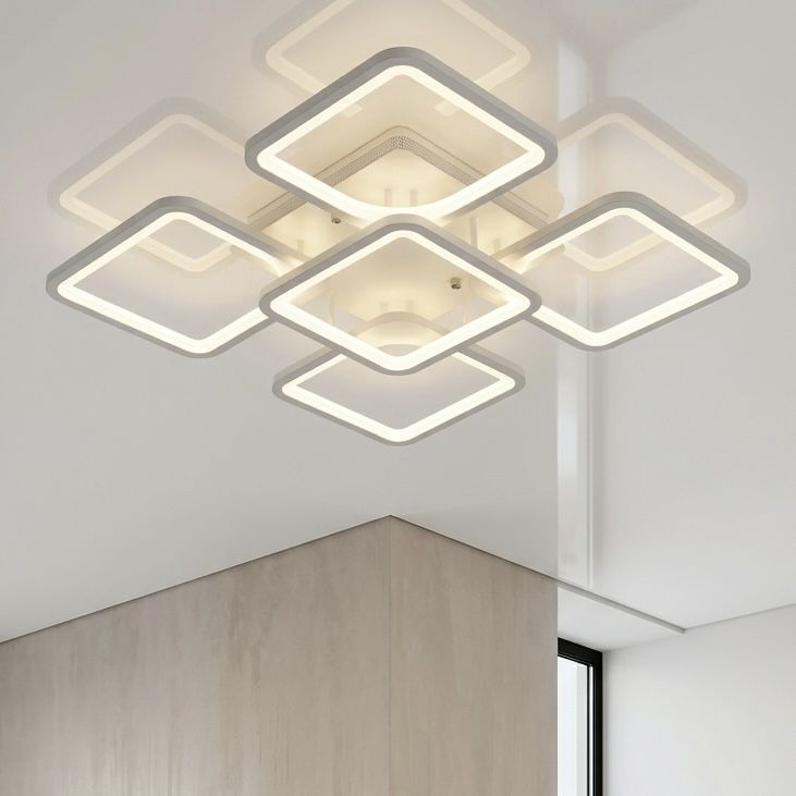 Квадратна Led люстра до 23 м² з пультом 115 Вт білий корпус (8060/4+1WH)