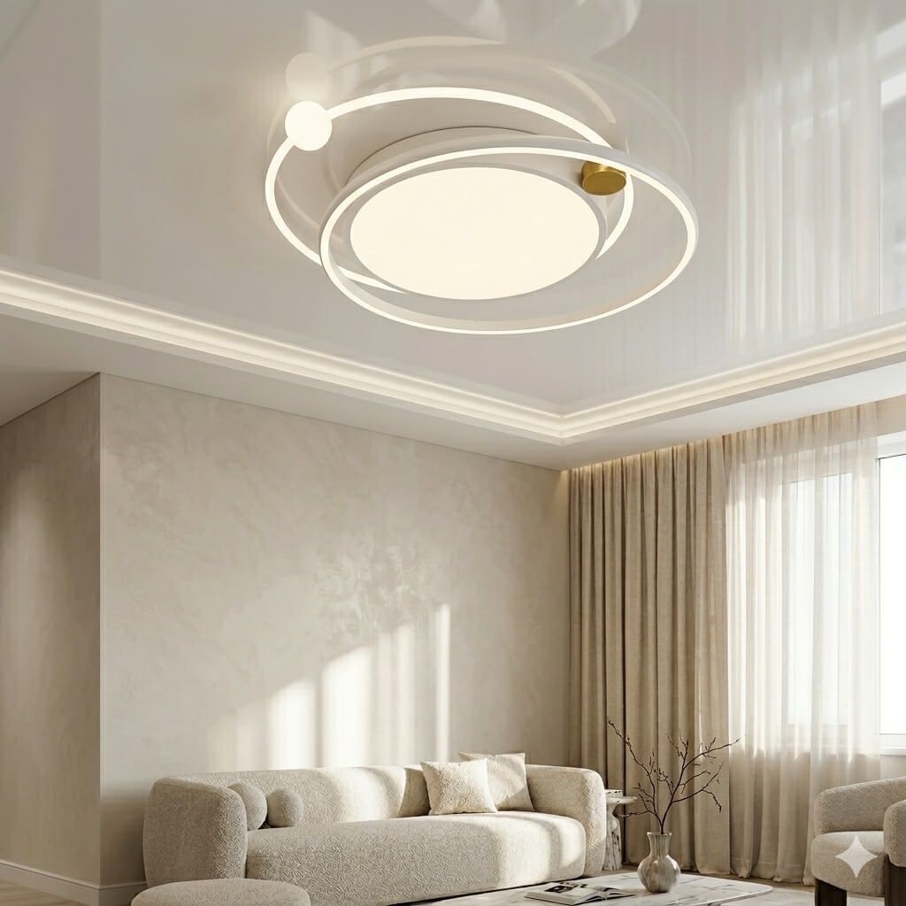 Біла світлодіодна LED люстра 78W з пультом та золотим декором до 18м² (2469/600WH)