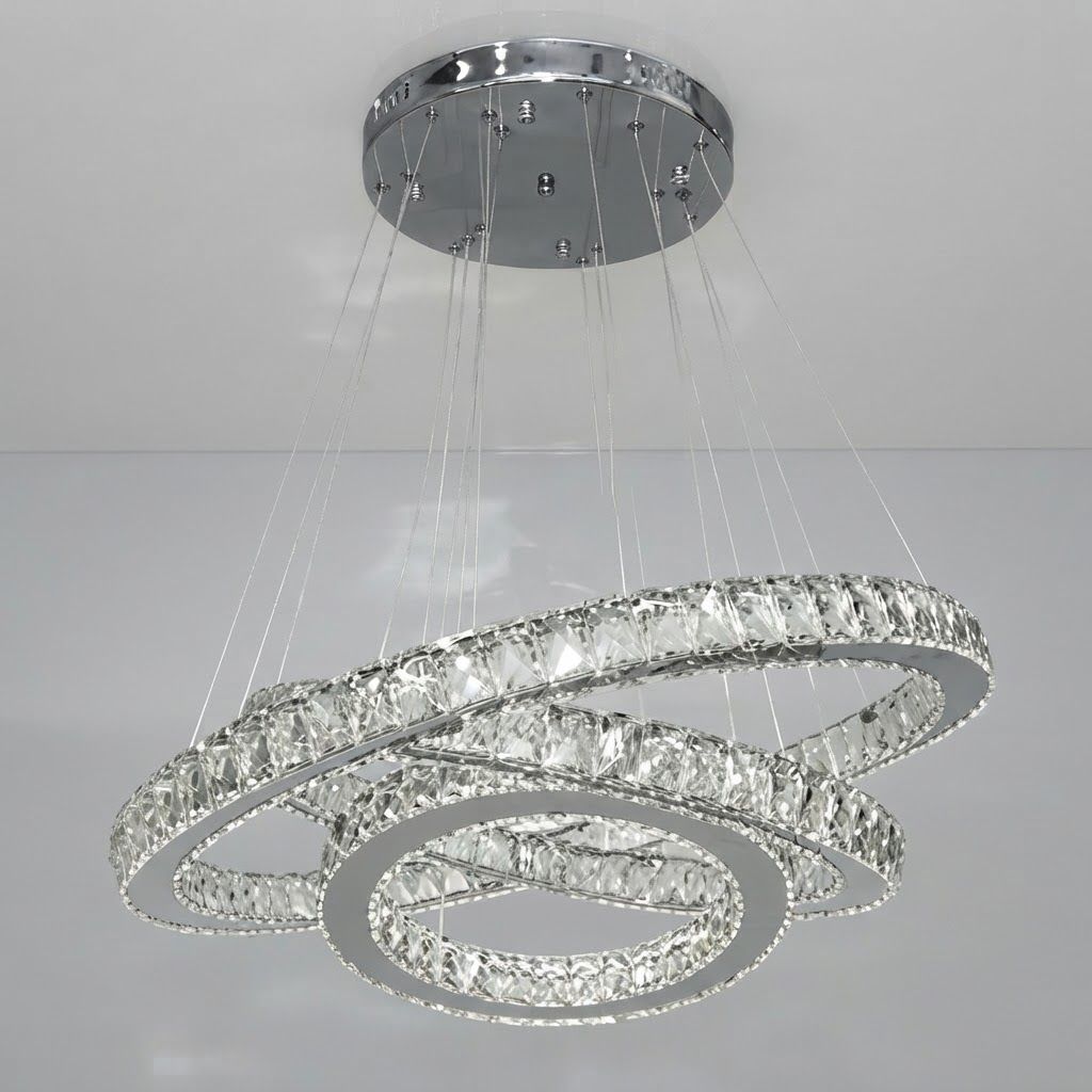Підвісна кришталева LED-люстра-кільця 105W до 23 м² з пультом (7201-9A/750+580+400HR)