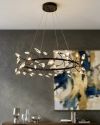 Люстра підвісна LED 90 см, чорна матова, акрилові пелюстки Notte di Fiori (7989300-48 led (800) PLBK)