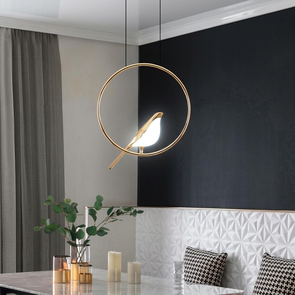 Дизайнерський підвісний LED-світильник «пташка» в золотому кольорі 5W (21130/1GD)