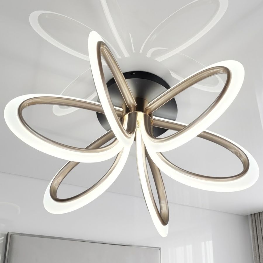 Сучасна стельова LED-люстра до 18м² з пультом у чорно-пудровому кольорі (2305-6S)
