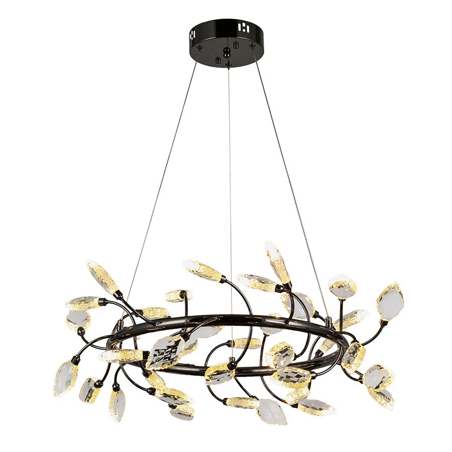 Люстра підвісна LED 70 см, колір Чорний, акрилові пелюстки «Fiore Nero» (7989300-36 led (600) PLBK)
