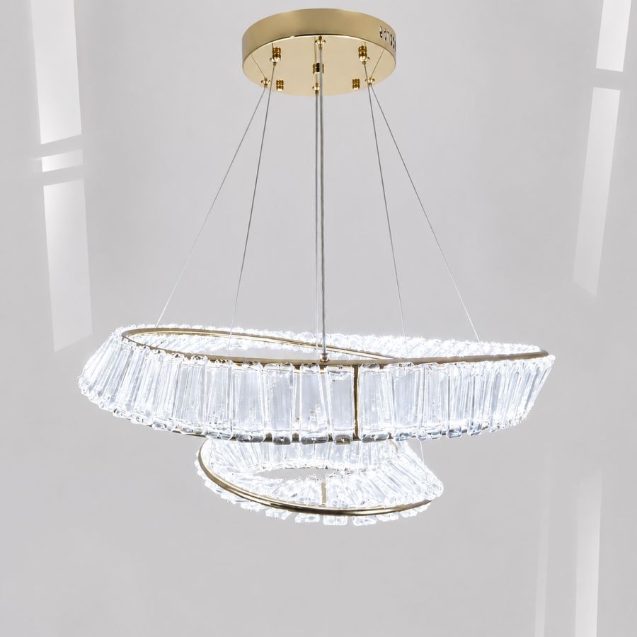 Кришталева LED-люстра 2 кільця Viscount (D8801-350+600 FGD (190 Вт)