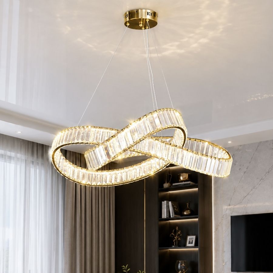 Кришталева Led люстра 80 см у золотому кольорі (536/800GD)