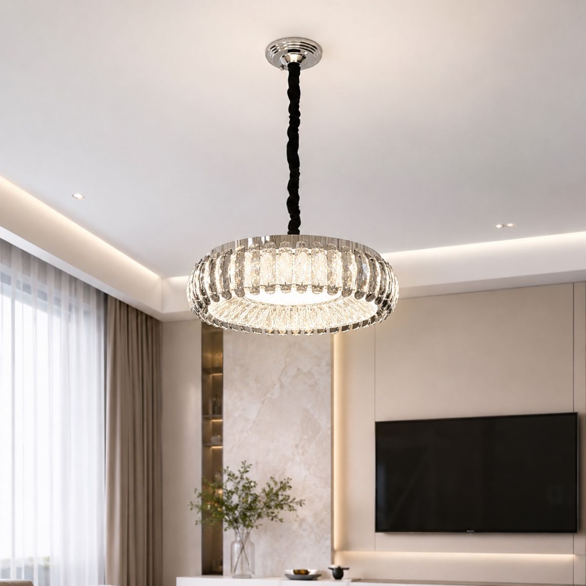 Кришталева підвісна LED-люстра 50 см (MT015/500CH)