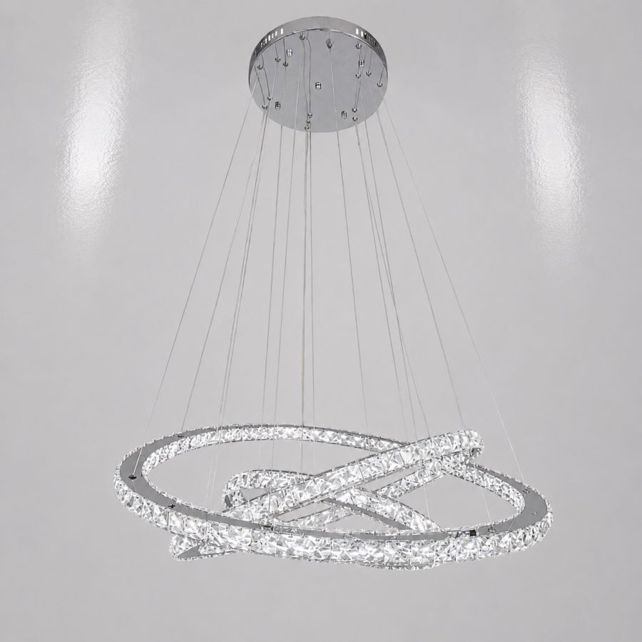 Кришталева світлодіодна Led люстра до 25м² підвісні кільця (7201-9W/750+580+400HR)