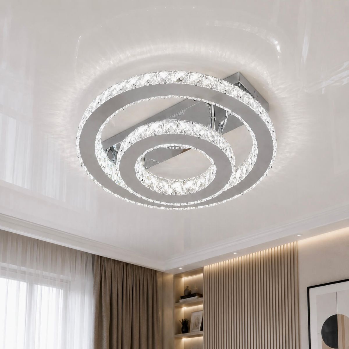 Кришталева світлодіодна LED-люстра 60W до 15 м² з пультом (7708-2D Hr)