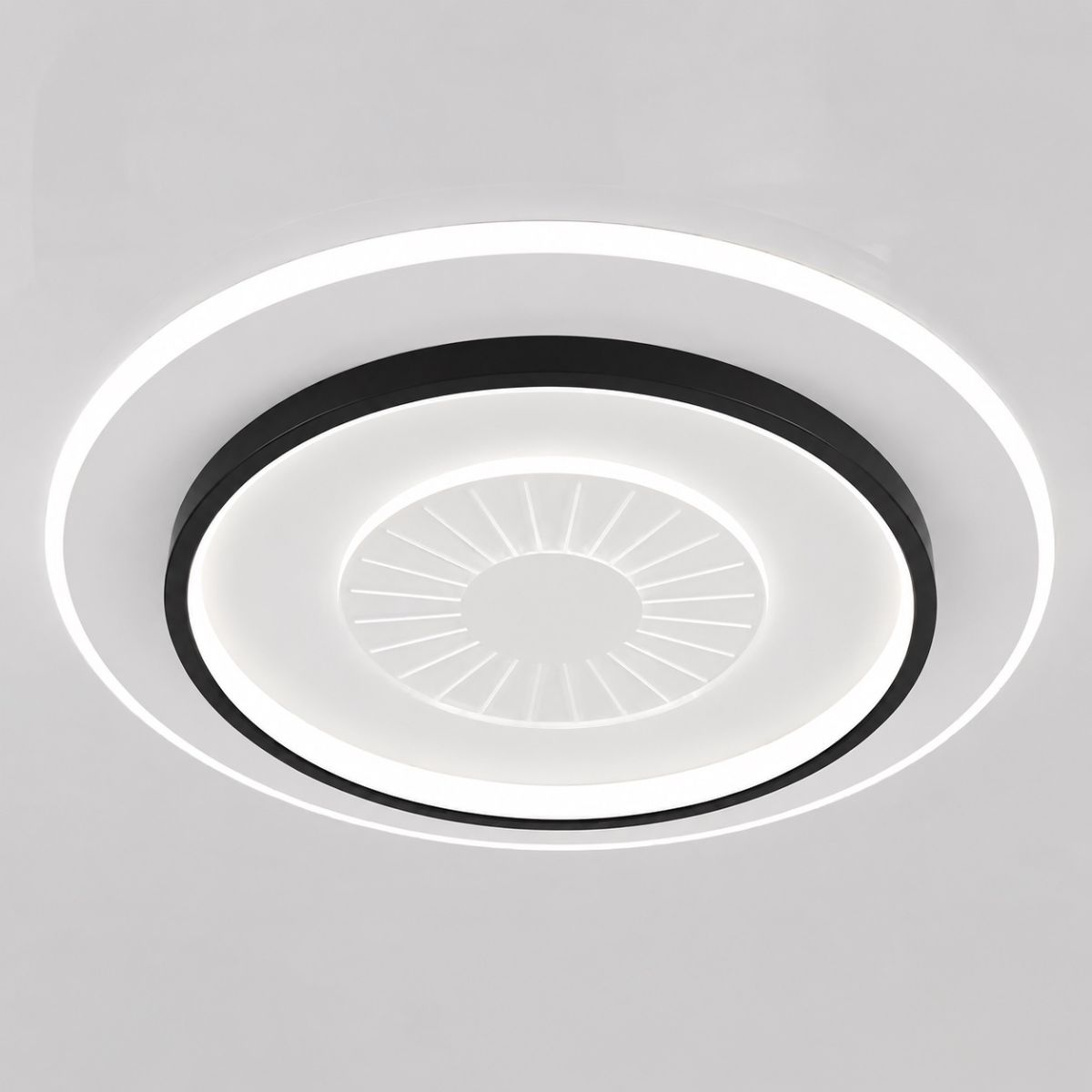 Кругла стельова LED-люстра з пультом (SY-16079/500 BK+WH, 96 Вт, Чорний/Білий)