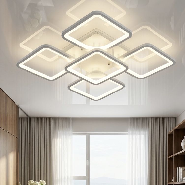 Квадратна Led люстра до 23 м² з пультом 115 Вт білий корпус (8060/4+1WH)