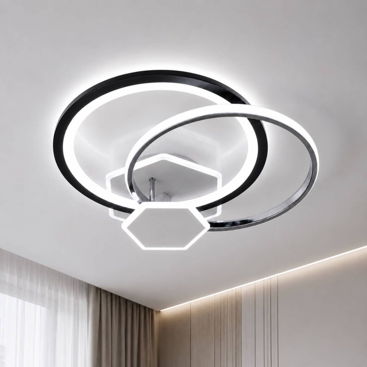 Стельова LED-люстра до 20м² з пультом 120 Вт ( Білий/Чорний/Хром) P5-YH467